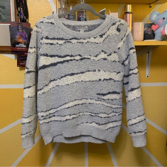 Barefoot Dreams Cozy Chic Seaside Crew Neck Pullover Ocean Zebra Size Medium - Picture 2 of 8